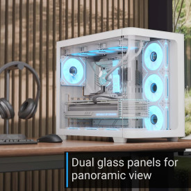 Кутия за компютър AeroCool P500C, Mid-Tower, Dual Chamber, 4 ARGB, ATX, Micro-ATX, Mini-ITX, White