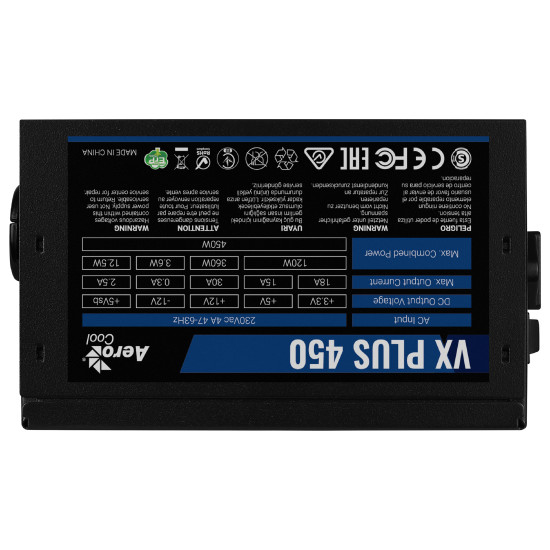Захранване AeroCool PSU VX PLUS 450W - ACPN-VS45NEY.11