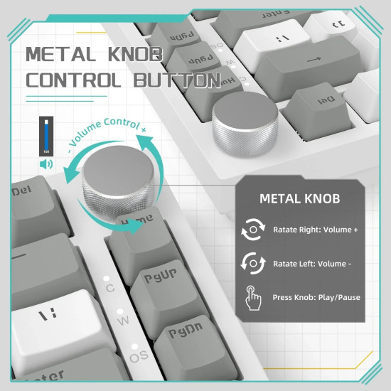 Клавиатура Ajazz Gaming Mechanical Keyboard AK820 - AS Red Switch [Linear] (English US), Gray White, White Light