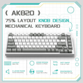 Клавиатура Ajazz Gaming Mechanical Keyboard AK820 - AS Red Switch [Linear] (English US), Gray White, White Light