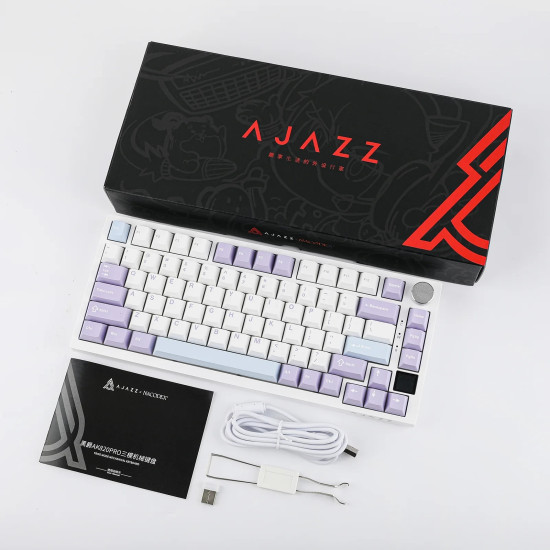 Безжична клавиатура Ajazz Wireless Gaming Mechanical Keyboard AK820 PRO - Gift Switch [Linear] (English US), Purple, White, Blue