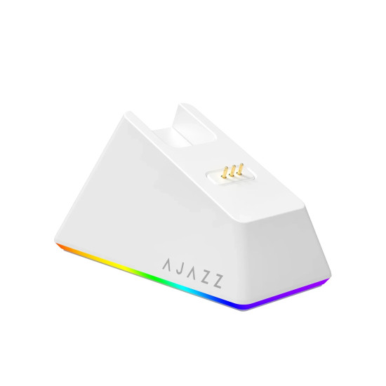 Безжична мишка Ajazz AJ139 V2 MC - Wireless Gaming Mouse - 1K, Magnetic Charging Dock, White