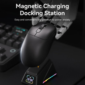 Безжична мишка Ajazz AJ179 APEX - Wireless Gaming Mouse - 8K, Magnetic Charging Dock, Black