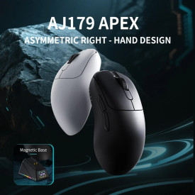 Безжична мишка Ajazz AJ179 APEX - Wireless Gaming Mouse - 8K, Magnetic Charging Dock, Black