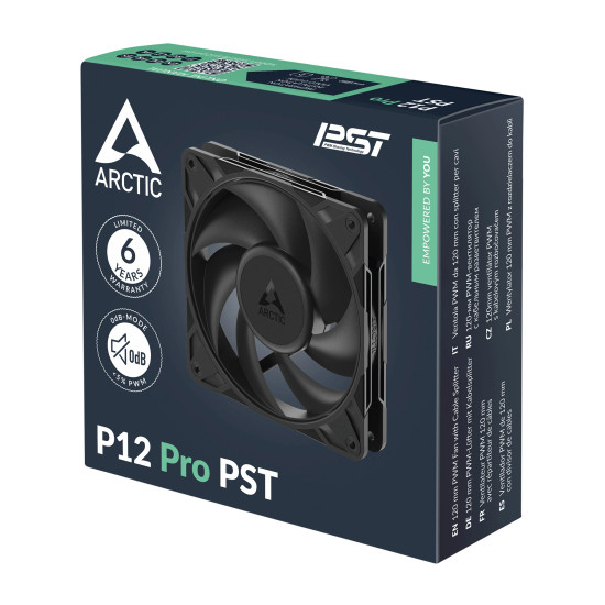Вентилатор Arctic P12 Pro PST, 120 мм, 3000 RPM, 77 CFM, 25 dBA, 4 Pin PWM, Black