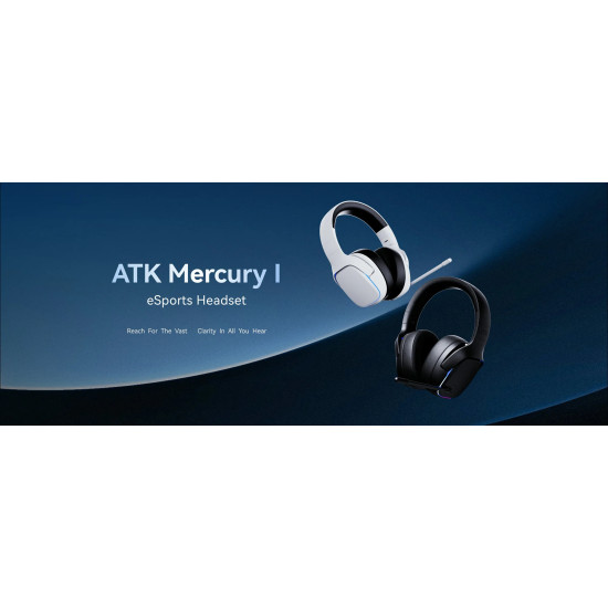 Безжични слушалки ATK Wireless Gaming Headphones - M1 Mercury White - Bluetooth 5.3, 2.4G, ENC, Virtual 7.1 Surround