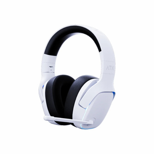 Безжични слушалки ATK Wireless Gaming Headphones - M1 Mercury White - Bluetooth 5.3, 2.4G, ENC, Virtual 7.1 Surround