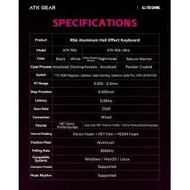 Клавиатура ATK RS6 Ultra - 8K, TTC RGB Magneto [Linear] - Night Hunter