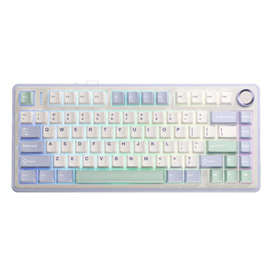Безжична клавиатура Aula Wireless Gaming Mechanical Keyboard F75 - Reaper Switch [Linear] (English US), Purple, Beige, Green