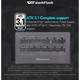 Захранване DarkFlash ATX-31, 1250W Gold, Full Modular, PCIe 5.1, PMT1250-A3