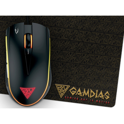 Геймърски комплект Gamdias Gaming Mouse - ZEUS E2 OPTICAL + PAD NYX E1 - 3200dpi, backlight