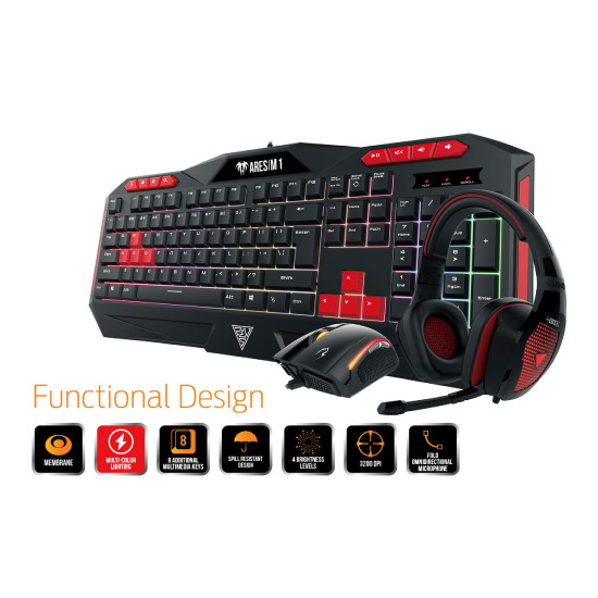 Геймърски комплект Gamdias Gaming COMBO - POSEIDON M1 COMBO - Keyboard + Mouse + Headphones