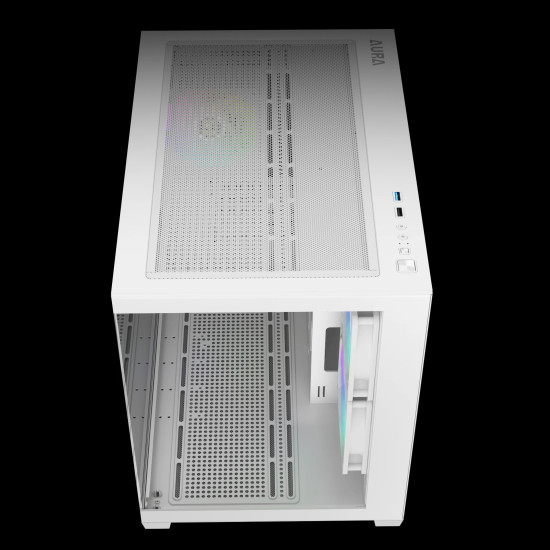 Кутия за компютър Gamdias Case mATX - AURA GC10M White - 3 x 120 mm A-RGB, Tempered Glass