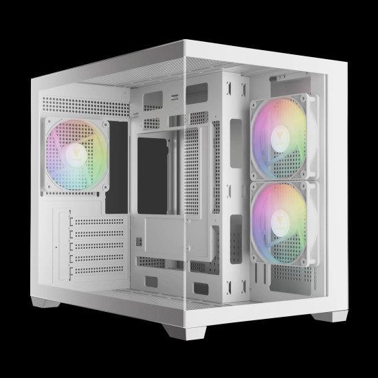 Кутия за компютър Gamdias Case mATX - AURA GC10M White - 3 x 120 mm A-RGB, Tempered Glass