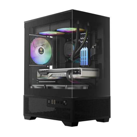 Кутия за компютър Gamdias Aura GC9M Elite ARGB, Tempered Glass, Black