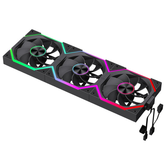 Комплект вентилатори Gamemax Fan Pack 3-in-1 3x120mm - FN12A-N2 WL-R - Reverse, Daisy-Chain, A-RGB
