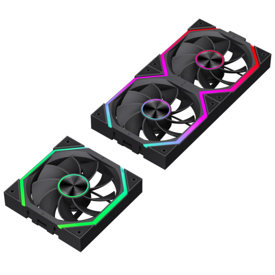 Комплект вентилатори Gamemax Fan Pack 3-in-1 3x120mm - FN12A-N2 WL-R - Reverse, Daisy-Chain, A-RGB