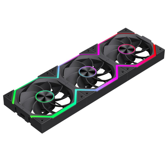 Комплект вентилатори Gamemax Fan Pack 3-in-1 3x120mm - FN12A-N2 WL-R - Reverse, Daisy-Chain, A-RGB