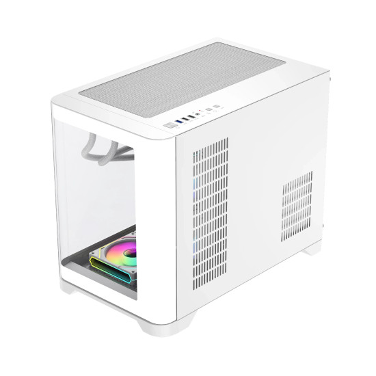 Кутия за компютър GameMax HYPE-M WH, Micro ATX, Tempered Glass, ARGB, White