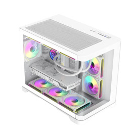 Кутия за компютър GameMax HYPE-M WH, Micro ATX, Tempered Glass, ARGB, White