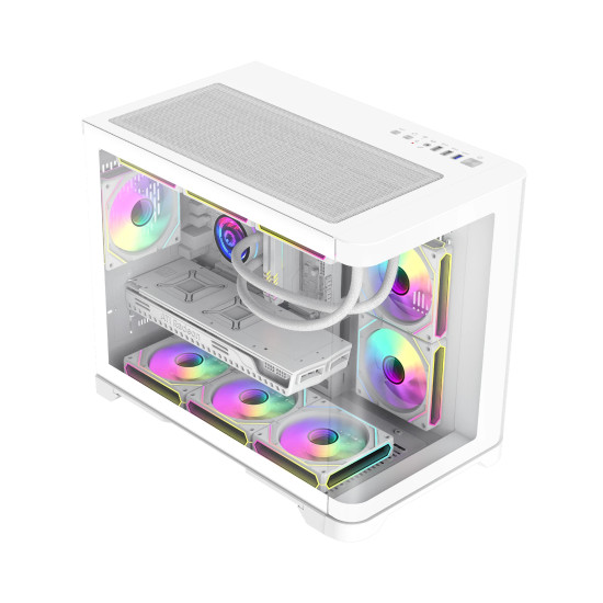 Кутия за компютър GameMax HYPE-M WH, Micro ATX, Tempered Glass, ARGB, White