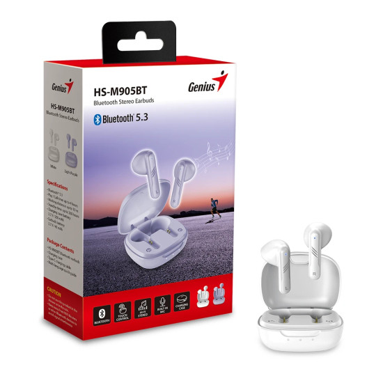 Безжични слушалки Genius TWS Bluetooth 5.3 Earphones HS-M905BT White