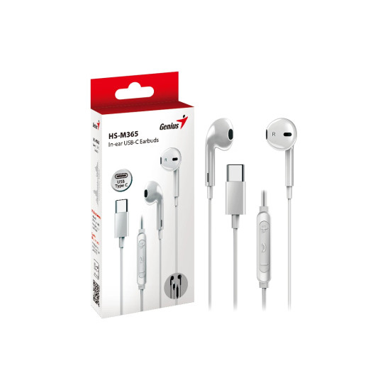 Слушалки Genius In-ear Earbuds HS-M365 - USB-C, White