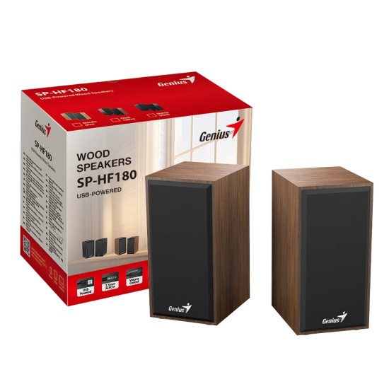 Тонколони Genius Speakers 2.0 - SP-HF180 - 6W, USB, Wood