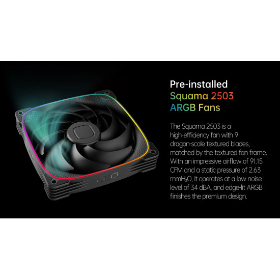 Водно охлаждане Geometric Future Water Cooling - Eskimo Pro 420 Black - Addressable RGB, LGA1851/AM5