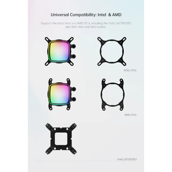 Водно охлаждане Geometric Future Water Cooling - Eskimo Pro 420 Black - Addressable RGB, LGA1851/AM5