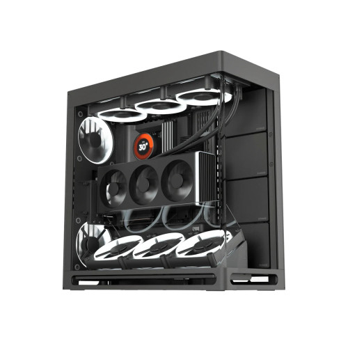 Кутия за компютър HAVN Case E-ATX - HS 420 VGPU Edition, Black + PCIe Gen5 Riser