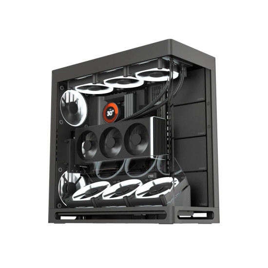 Кутия за компютър HAVN Case E-ATX - HS 420 VGPU Edition, Black + PCIe Gen5 Riser