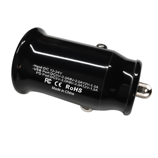 Зарядно Makki Fast Charger Car - Type-C + USB QC3.0 20W - MAKKI-CC20W02-BK