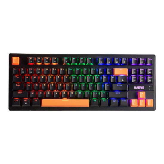 Клавиатура Marvo Gaming Mechanical keyboard 87 keys, Orange caps TKL - KG901C