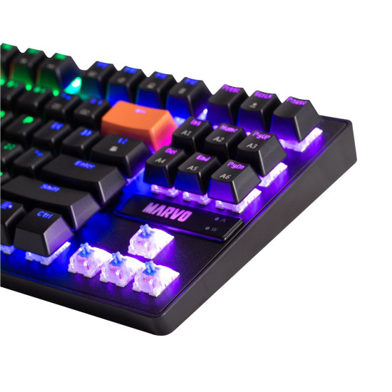 Клавиатура Marvo Gaming Mechanical keyboard 87 keys, Orange caps TKL - KG901C