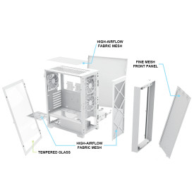 Кутия за компютър Montech AIR 1000 LITE, Mid-tower Case, TG, 3x120mm Fans, White