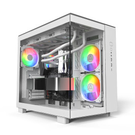 Кутия за компютър Montech KING 65 Pro, Dual Chamber Mid-tower Case, 3 ARGB Fans, White
