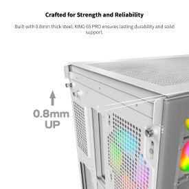 Кутия за компютър Montech KING 65 Pro, Dual Chamber Mid-tower Case, 3 ARGB Fans, White