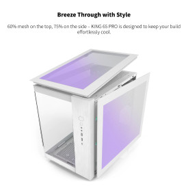 Кутия за компютър Montech KING 65 Pro, Dual Chamber Mid-tower Case, 3 ARGB Fans, White