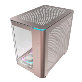 Кутия за компютър Montech KING 95 Pro, Dual Chamber Mid-tower Case, 6 ARGB Fans, 2 Front Panels, Rose Gold