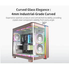 Кутия за компютър Montech KING 95 Pro, Dual Chamber Mid-tower Case, 6 ARGB Fans, 2 Front Panels, Rose Gold