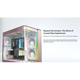 Кутия за компютър Montech KING 95 Pro, Dual Chamber Mid-tower Case, 6 ARGB Fans, 2 Front Panels, Rose Gold