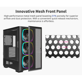 Кутия за компютър Montech SKY TWO GX, Mid-tower Case, TG, 3x140mm ARGB Fans, Black