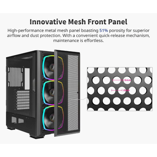 Кутия за компютър Montech SKY TWO GX, Mid-tower Case, TG, 3x140mm ARGB Fans, Black