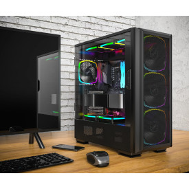 Кутия за компютър Montech SKY TWO GX, Mid-tower Case, TG, 3x140mm ARGB Fans, Black