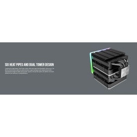 Охладител за процесор Montech METAL DT24 PREMIUM, CPU Cooler, 270W TDP, Dual Tower, ARGB, Black
