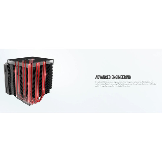 Охладител за процесор Montech METAL DT24 PREMIUM, CPU Cooler, 270W TDP, Dual Tower, ARGB, Black