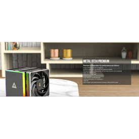 Охладител за процесор Montech METAL DT24 PREMIUM, CPU Cooler, 270W TDP, Dual Tower, ARGB, Black