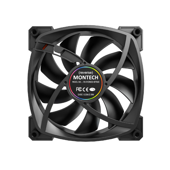 Вентилатор Montech RX120 PWM, REVERSE Fan, 120mm, ARGB, Black