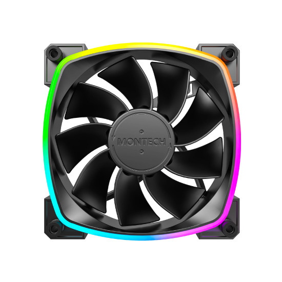 Вентилатор Montech RX120 PWM, REVERSE Fan, 120mm, ARGB, Black